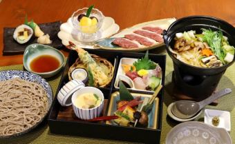 【蕎麦入りコース】口取り5種や福巻ずしといなり寿司など含む全8品4950円(税込)
