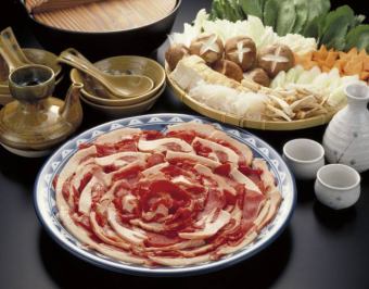 【ぼたん鍋コース】お造り3種盛り合わせや猪肉210gなど含む全7品9350円(税込)