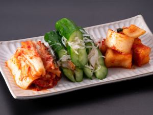 3 pieces of kimchi