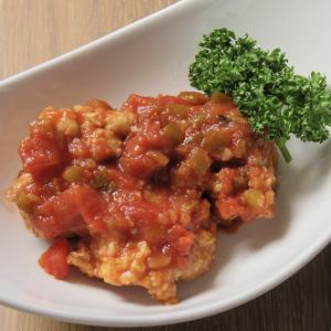 fried chicken tomato salsa sauce