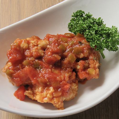 fried chicken tomato salsa sauce