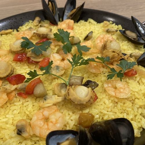 Paella with lots of ingredients