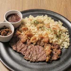 Beef steak with garlic rice