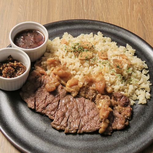 Beef steak with garlic rice