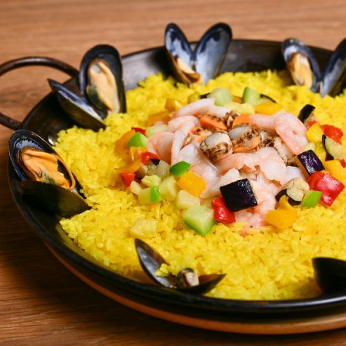 Paella with lots of ingredients