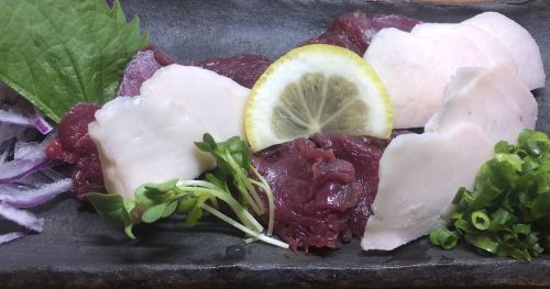 Horse sashimi and mane platter