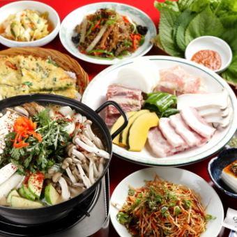 [Jjigae/Samgyeopsal course] 16 dishes in total: Regular price 4,760 yen
