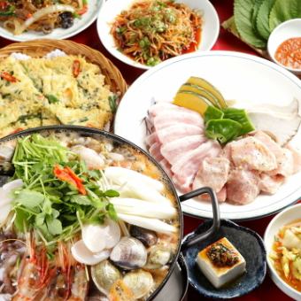 [海鮮湯及五花肉特別套餐]13道菜：正價9,500日圓