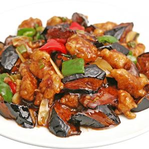 Stir-fried pork and eggplant in soy sauce