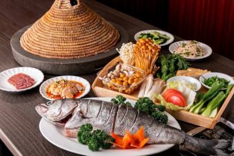 Yunnan steamed stone pot fish (sea bass)