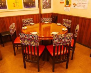 There are 2 round tables for up to 8 people.