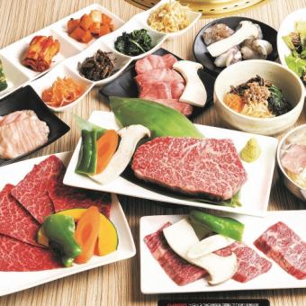 Includes 10 dishes including Sendai beef sirloin and thick-sliced premium tongue ☆Excellent course 7,000 yen [+2,000 yen for all-you-can-drink!]