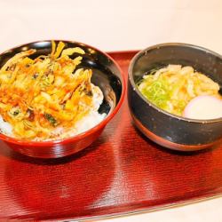 旬野菜かき揚げ丼とおうどん
