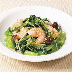 海老と2種青菜のあっさり塩炒め