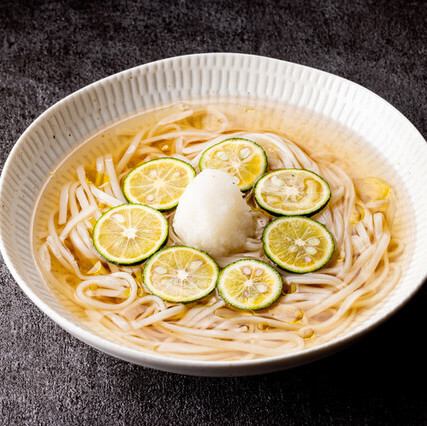 (冷)あご出汁 スダチ稲庭うどん