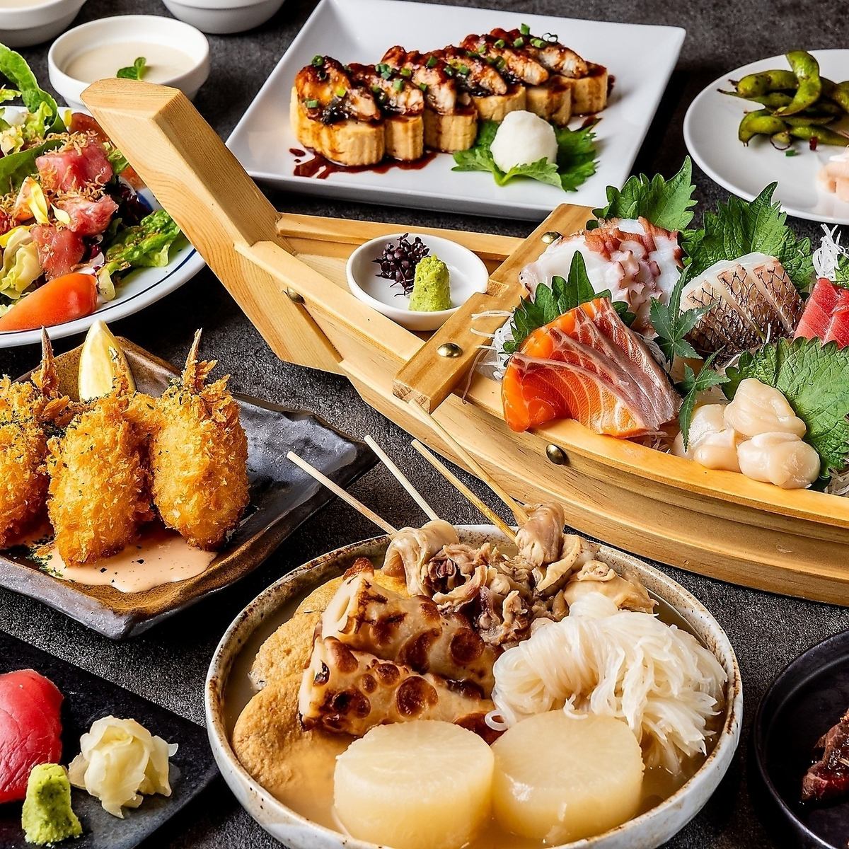 3H飲み放題付◎人気メニュー 全11品 『魚でん極みコース』4000円