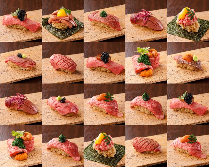 22 フォアグラ うにく寿司も 肉寿司28種 他12品 全40品 食放題コース料理のみ3800円 Origami オリガミ 名古屋駅前店