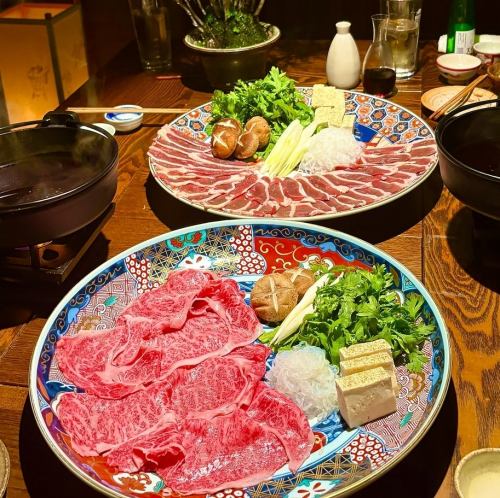 こだわり抜いた贅沢鍋「牛鍋」「鴨すき」