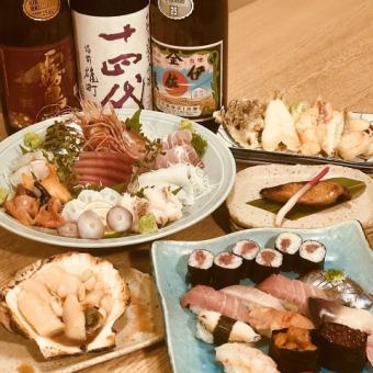 【雪套餐】共11种：握寿司、烧烤、蒸菜、腌菜等 6050日元（含税）