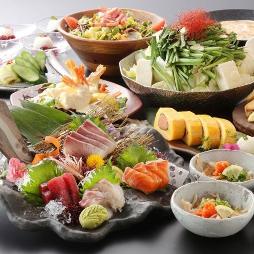 [Banquet] 2 hours of all-you-can-drink with Hakata offal hotpot, horse sashimi, and sashimi [Banquet course 6,300 yen] ⇒ 6,000 yen