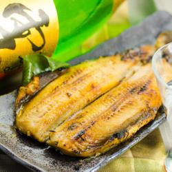 Grilled atka mackerel with open stripes