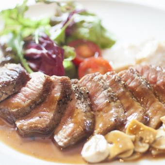 Beef steak with mushroom sauce