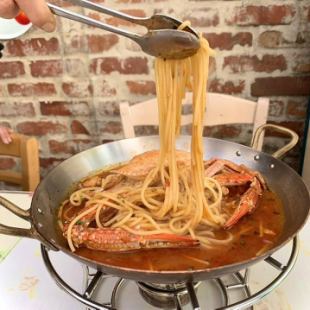 人気の渡り蟹のパスタディナー※2名様の料金です