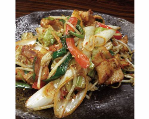 Using paprika Pork kimchi-style stir-fry / Using paprika Pork kimchi-style yaki udon