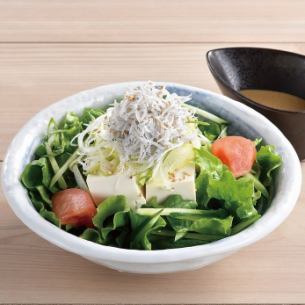 Rich sesame salad with whitebait and tofu