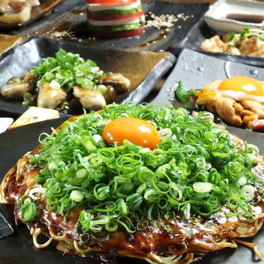 【Negian套餐】8道菜5,000日元，包括猪肉肥金枪鱼、炒面、牡蛎和蘑菇、大阪烧和2小时无限畅饮
