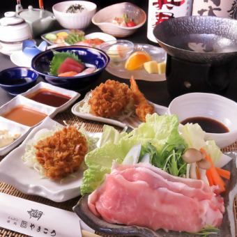 ★All-you-can-drink included★ [Ryujin Pork Kaiseki] 9 dishes including sashimi, pork fillet cutlet, minced meat cutlet, and Ryujin Pork shabu-shabu for 7,700 yen (tax included)