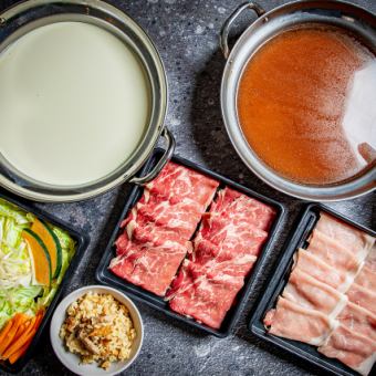 【牛＆豚しゃぶ食べ放題＋ビュッフェ】生ビール込み120分飲み放題付き 5,500円（税込）♪