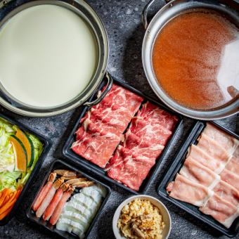 蟹しゃぶ付き【牛＆豚しゃぶ食べ放題＋ビュッフェ】120分飲み放題付き　9,500円（税込）♪