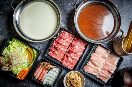 蟹しゃぶ付き【牛＆豚しゃぶ食べ放題＋ビュッフェ】120分飲み放題付き　9,500円（税込）♪