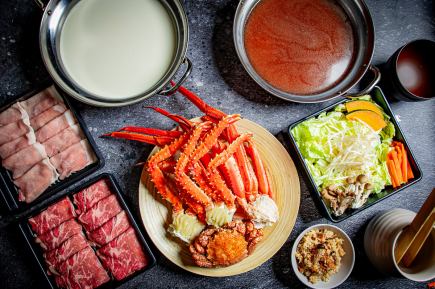 贅沢コース！3大蟹＆牛肉と豚肉のしゃぶしゃぶ＆ビュッフェ食べ放題＋生ビール付100分飲み放題！