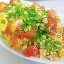 Bright red tomato and egg stir fry / chicken and cabbage stir fry with lemon