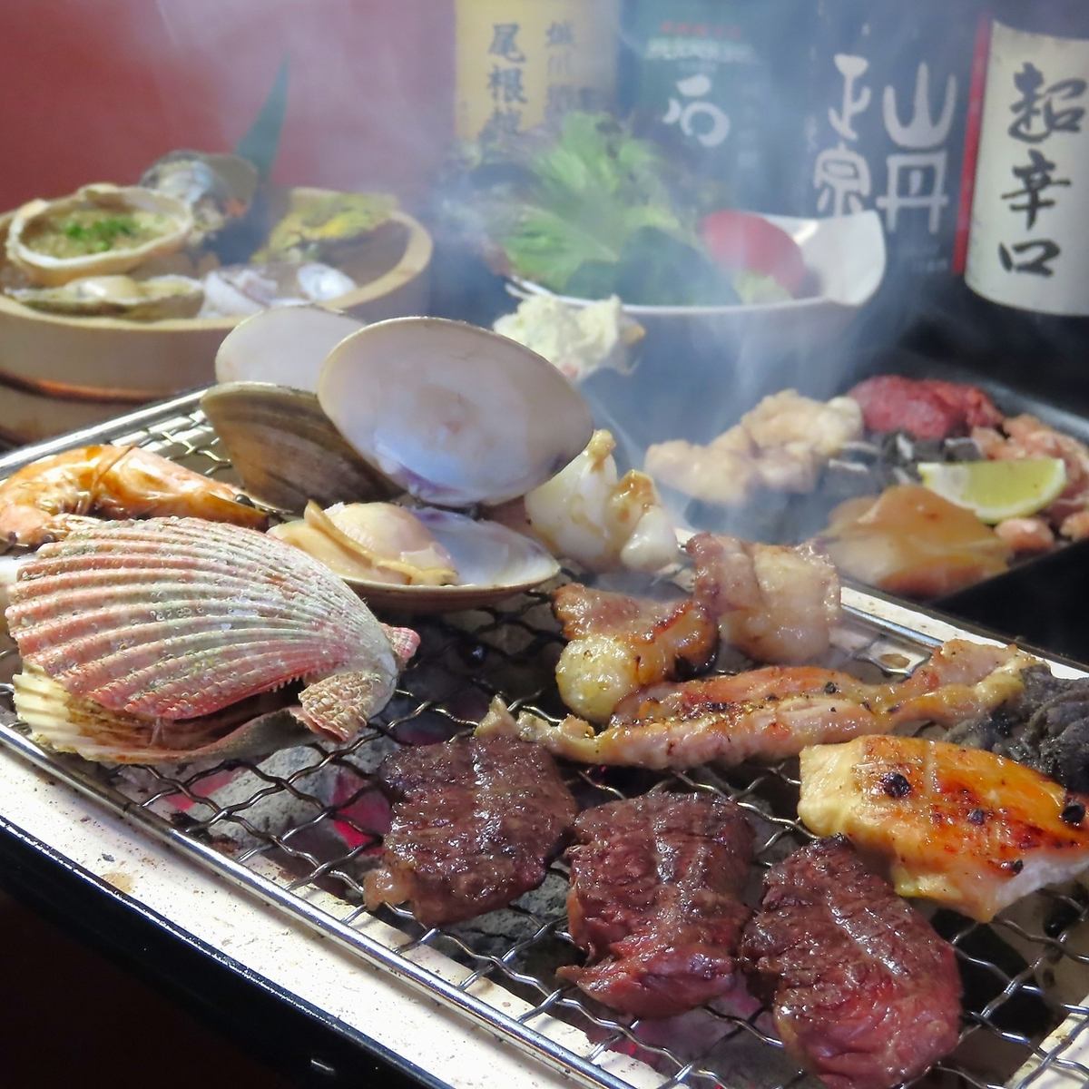 新鮮な魚介&お肉を七輪焼で豪快に愉しめる!様々なシーンで利用◎