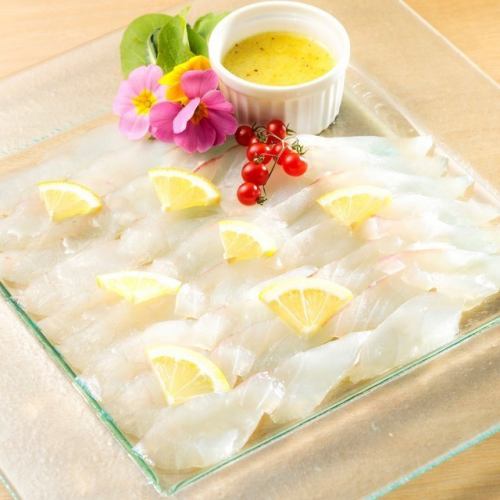 Setouchi fresh fish carpaccio homemade salt lemon sauce