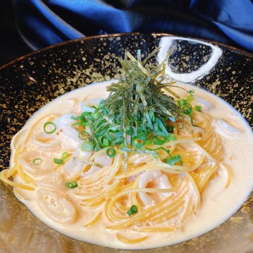 Creamy pasta with spear squid and mentaiko