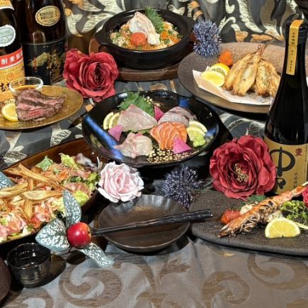 超オススメ！「豪華琥珀の団欒コース」特選牛ミスジの炉端焼き等お料理のみ4,720円