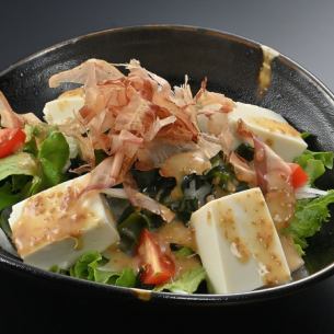 Tofu salad with sesame dressing (made with handmade tofu)