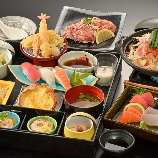 祝事・仏事【極み御膳(松)】鯛しゃぶや馬肉たたき、中トロ刺身や鱧酢味噌等《ランチ・ディナー》