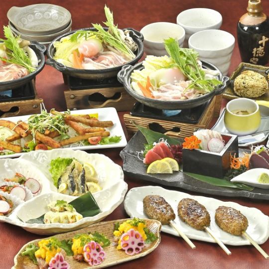 秋日宴會【時令套餐】月見陶盤豬肉壽喜燒、雞黃蛋黃醬、生魚片、雞肉丸等(含120分鐘無限暢飲)