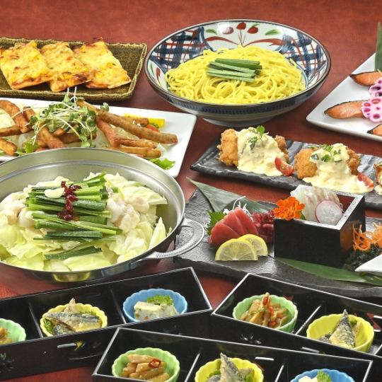 Autumn Banquet [Motsunabe and Sashimi] Motsunabe with 3 kinds of sashimi, chicken nanban, grilled silver salmon with yuzuan sauce, etc. (120 minutes of all-you-can-drink included)