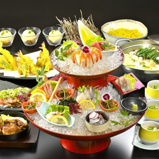 冬宴会【十徳特選!もつ鍋コース】もつ鍋や親鶏たたき、豪快刺身や天ぷら等《150分飲み放題付》