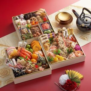 木箱7寸3段重『味選おせち 福(ふく)』全55品目 (年越しそば付)約3~4人前