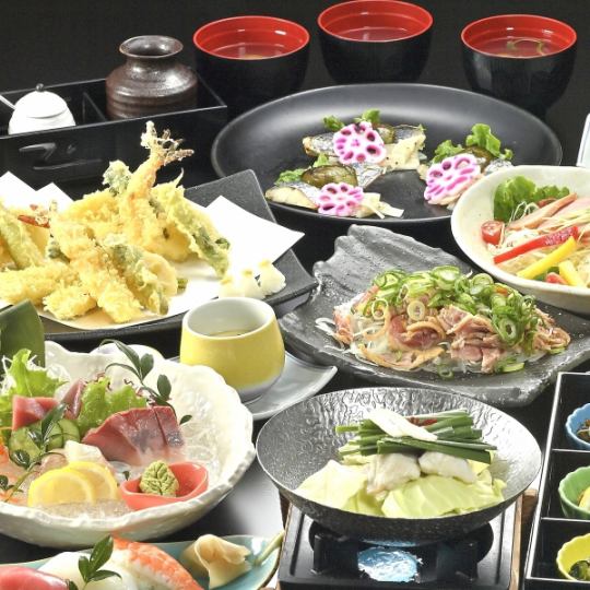 Spring Banquet [Seasonal Course] Motsunabe (small), Seared Chicken, Sashimi, Grilled Spanish Mackerel with Miso, Sushi, etc. (Includes 120 minutes of all-you-can-drink)