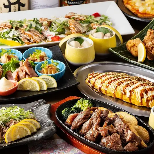 Winter Banquet [Variety]: Wagyu short rib steak, chicken tataki, and our famous omelet soba (120-minute all-you-can-drink included)