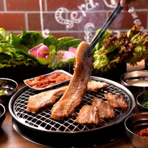 Authentic Korean taste!! Samgyeopsal set★