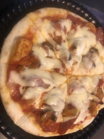 Chorizo and caponata pizza
